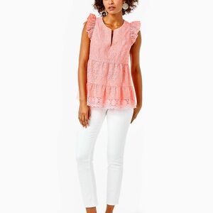 Lilly Pulitzer Keila Floral Arch Eyelet Top - sz 6 - NWT